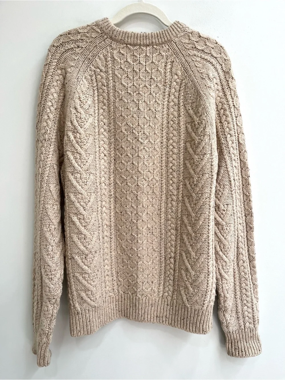 J Crew Rugged Merino Wool Blend Donegal Cable Knit Crewneck Sweater Medium